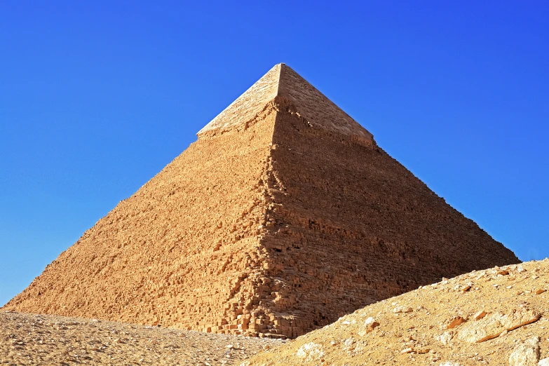 the giza pyramid on a sunny day is one of the most recognizable structures in ancient history