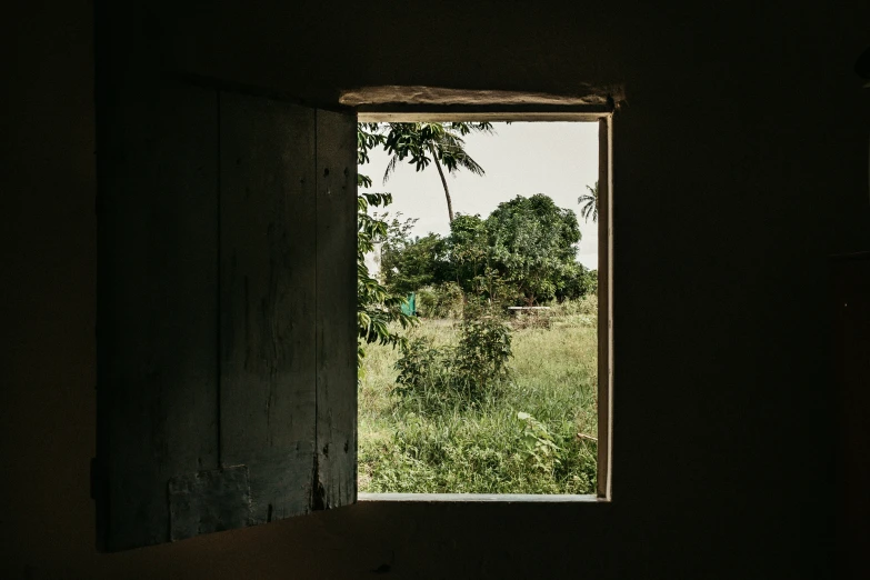 an open door and window in a house