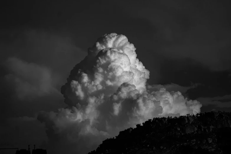 a black and white po shows a cloud formation