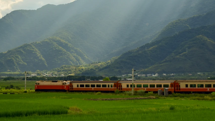 the mountains are very high in the valley with green grass