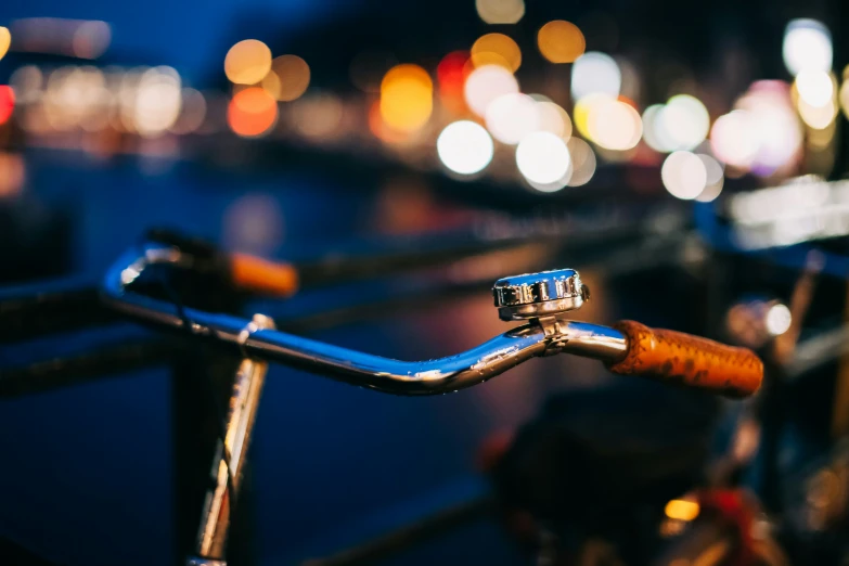 the handle bars on a bike are made to look like they have been  together