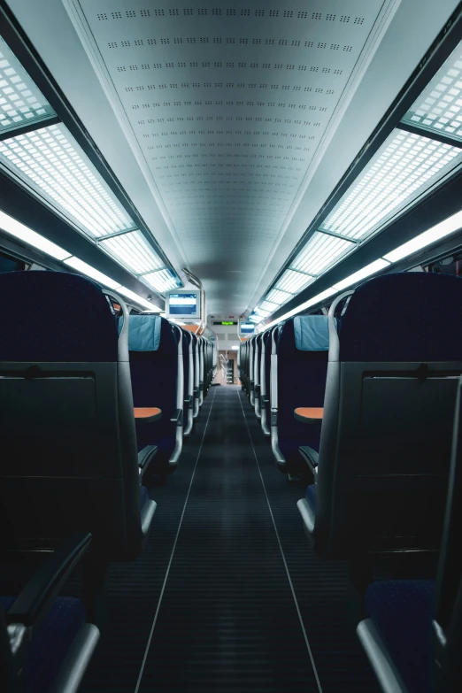 there is a row of seats on a bus