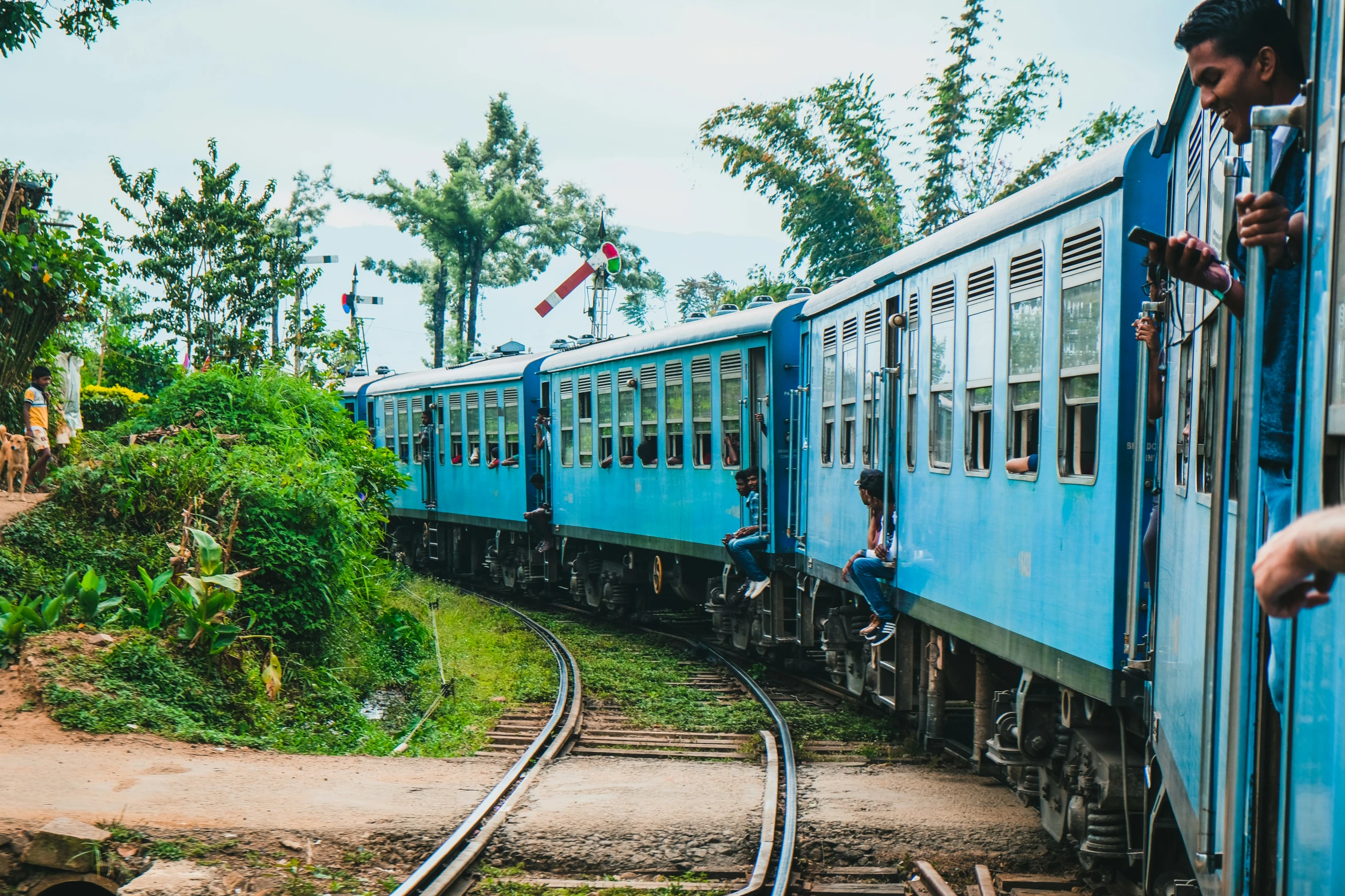 a large long train on a steel track