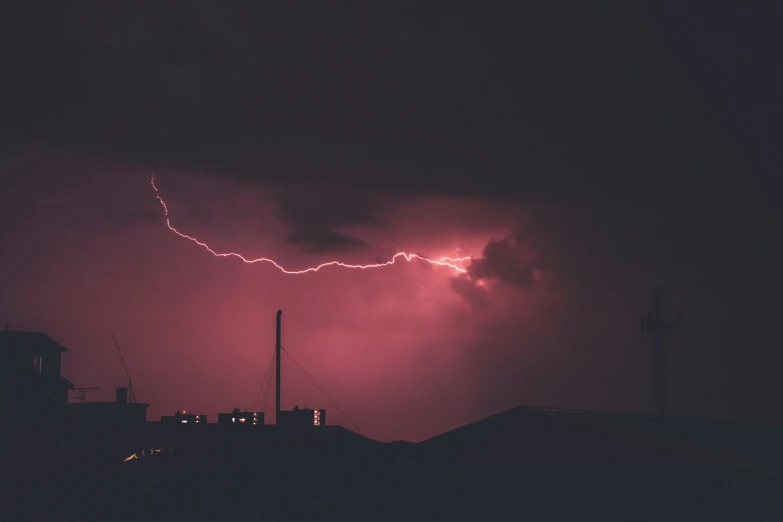 lightning hitting from behind some dark clouds