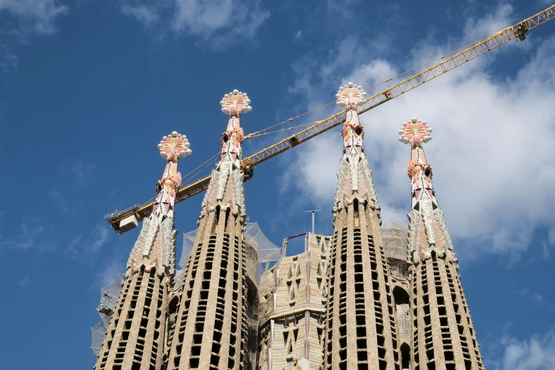 ornate architecture of gothic style with decorative spires and crosses