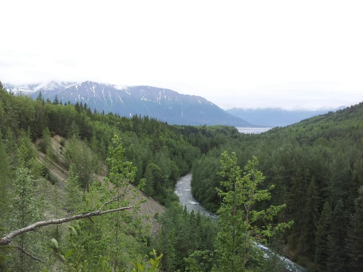 a narrow, empty stretch of road is shown in the mountains