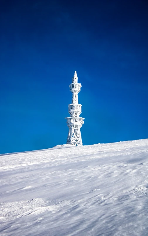 a skiier in a red jacket skiing near some snow covered hills