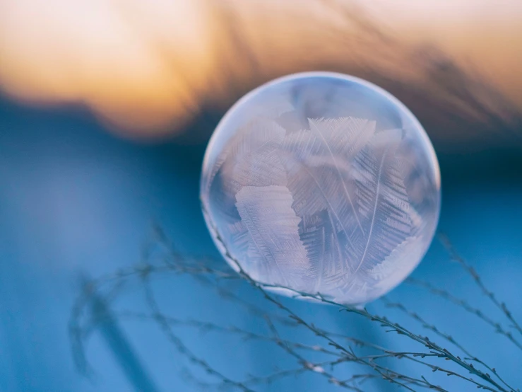 a close up view of a large bubble with a blurry background