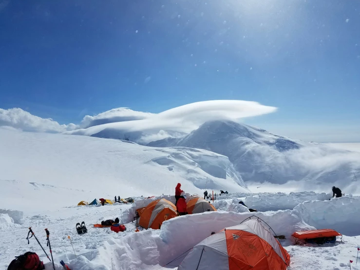 a tent set up to stay inside the snow