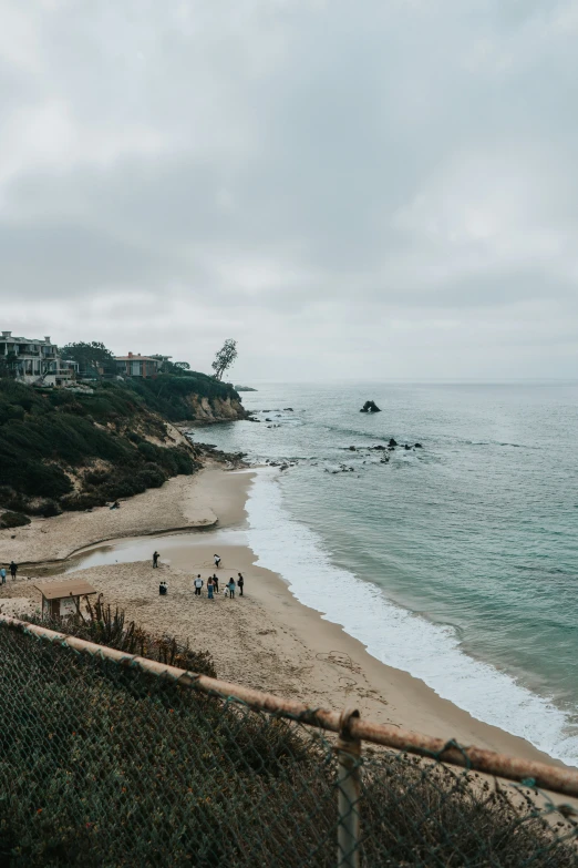 a group of people are in the water near a beach