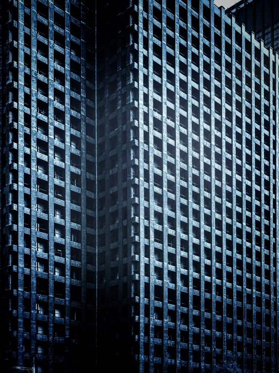 a black and white po of a building with multiple windows