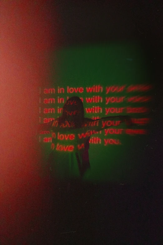 the lights in the room are colored green and red