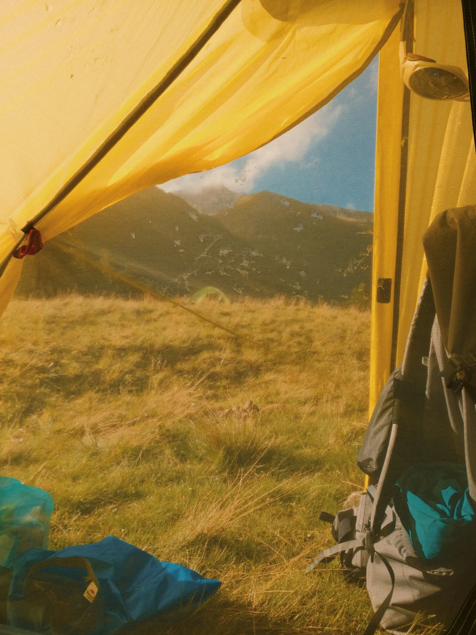 an image of some yellow tarps and clothes