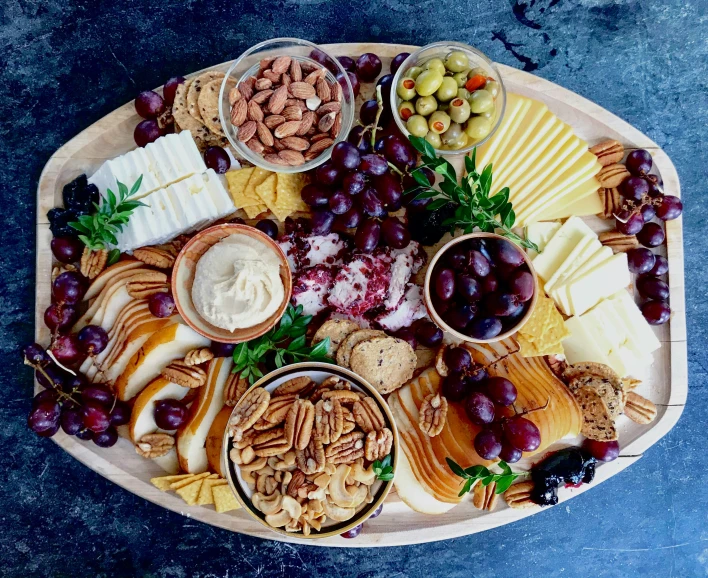 cheese and ers with gs and nuts in bowls