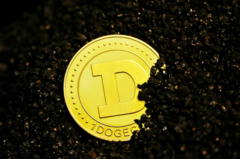 a close up of a coin with the letter d on it