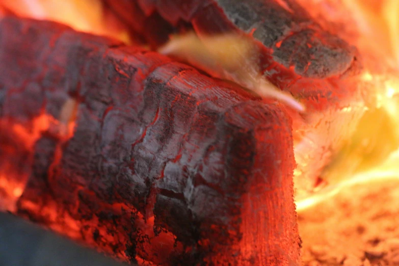 a close up view of a lit fire