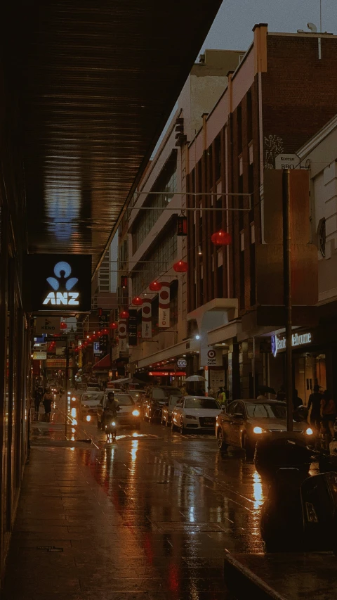 traffic on a city street during rain