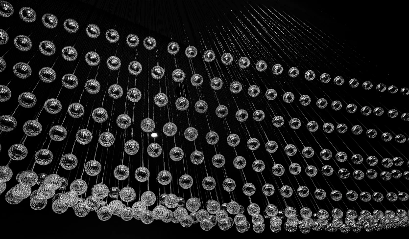 a black and white po of water drops