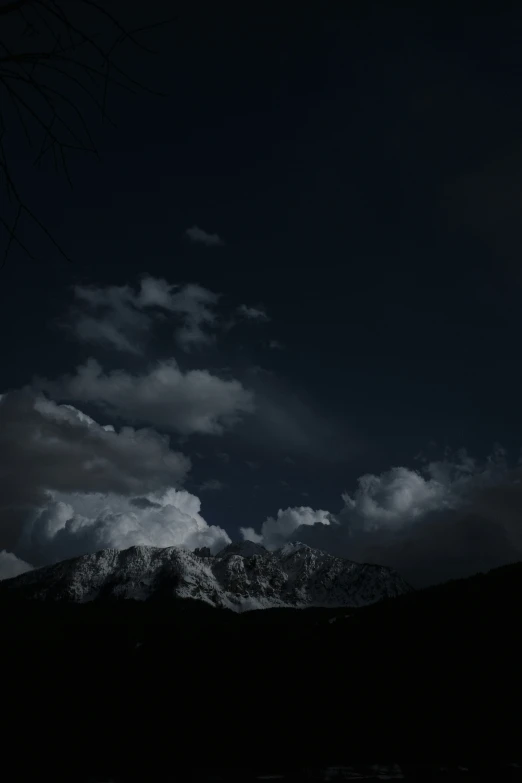 a view of the dark and cloudy skies with clouds