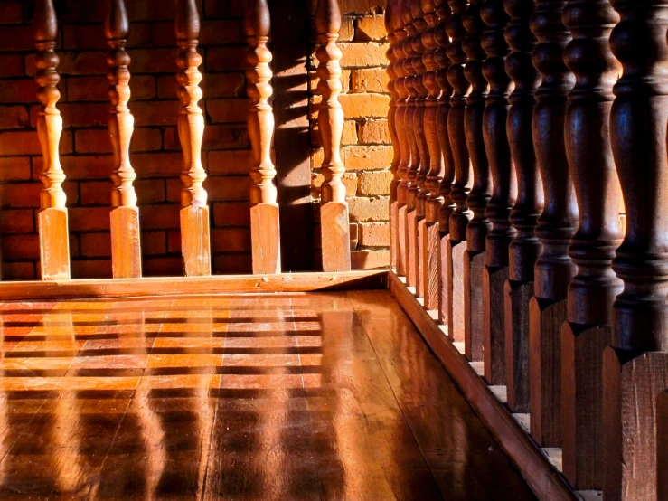 a wooden balconies with intricate wood designs