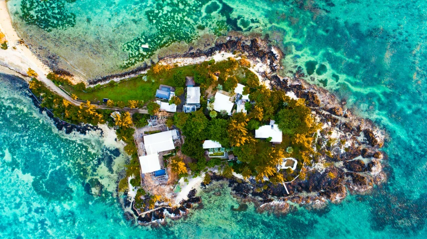 an aerial s of a tropical resort on a island