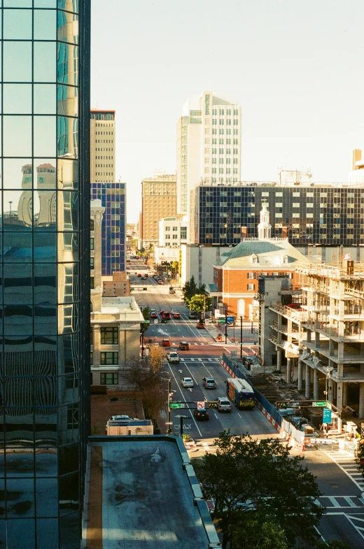 a large city has many tall buildings on it