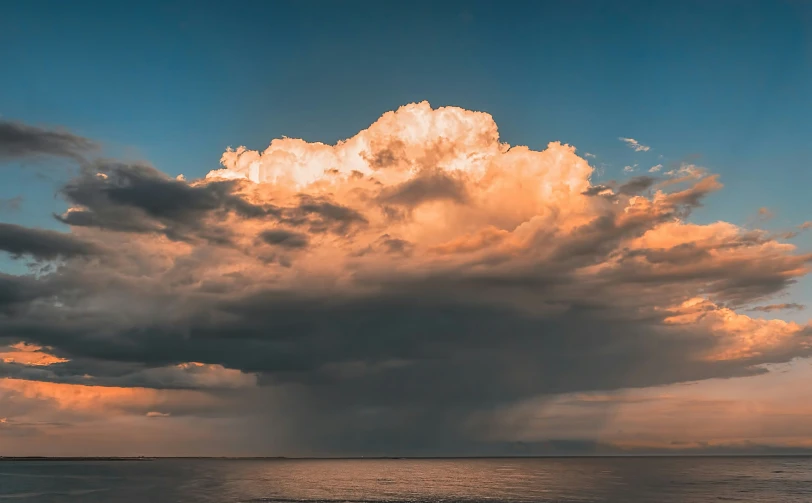 a cloud filled sky and light shining through the water