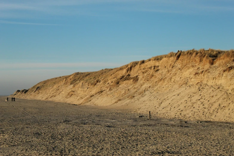 two people standing near sand dunes on a beach