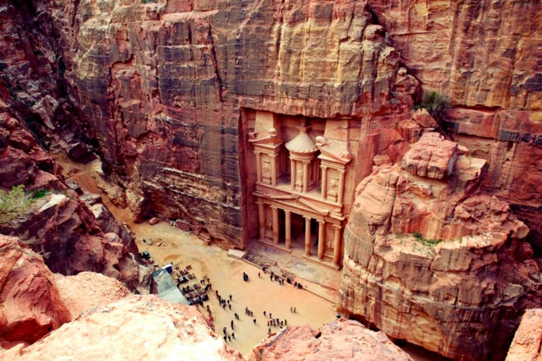 the ancient architecture of the rock and cliff formations is made of natural materials