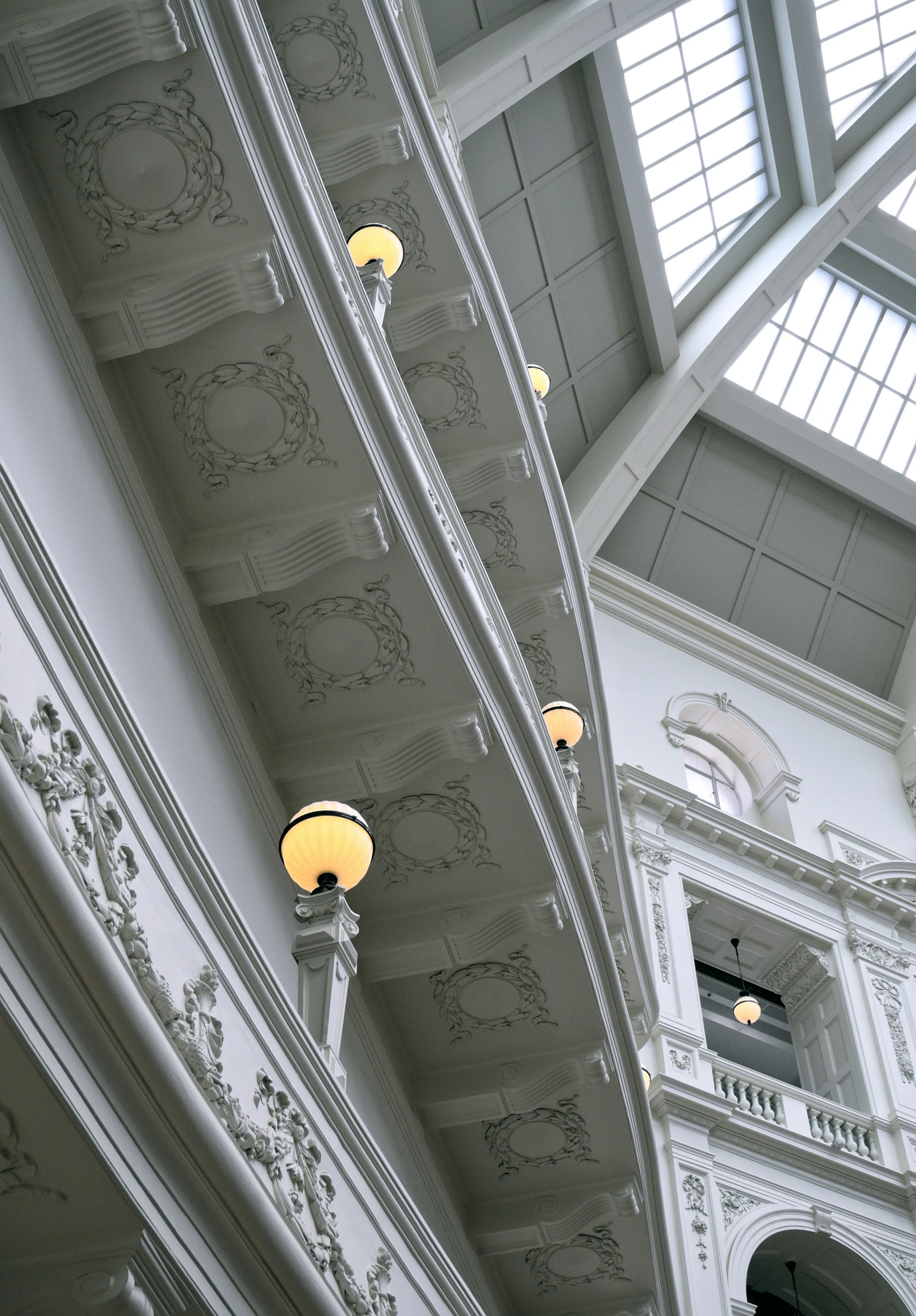 the ceiling in this building looks very ornate