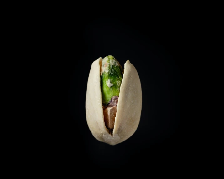 a piece of food in a shell with a green vegetable