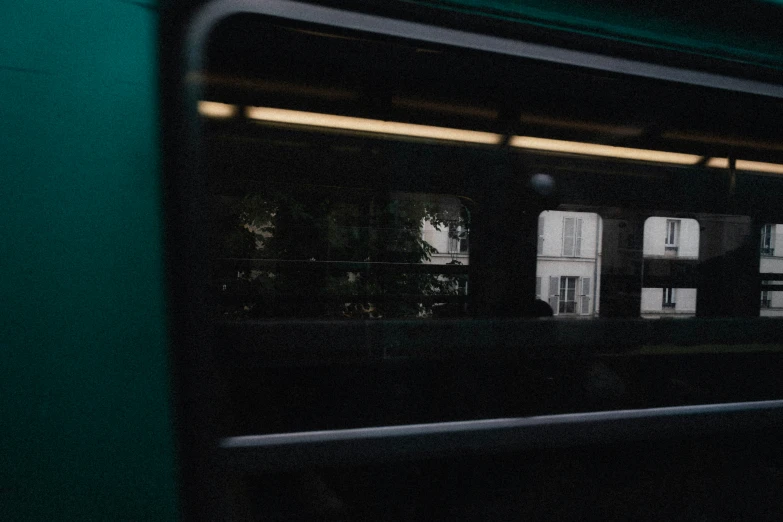 there is a blurry image of a train and its lights