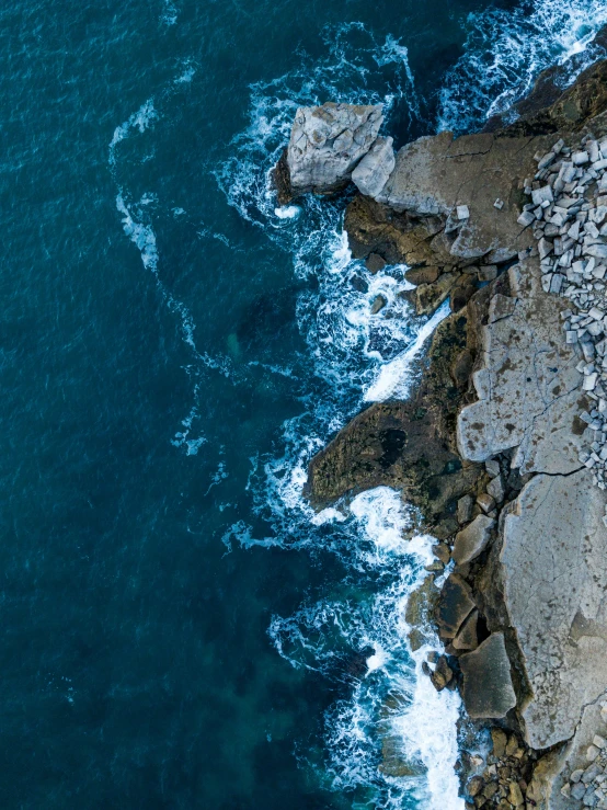 a bird - eye view of some rocks and water