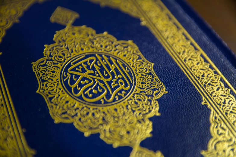 a book with intricate designs on blue cover