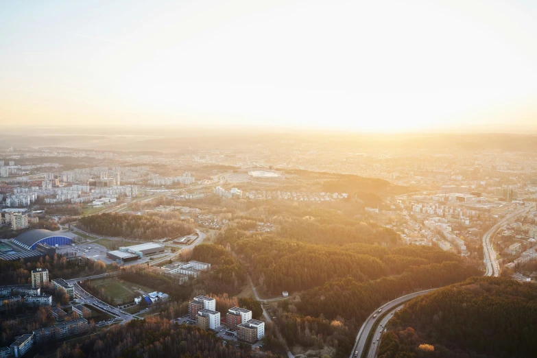 an aerial view of the city from a high rise