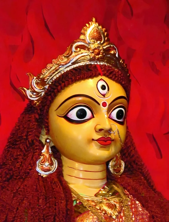 close up view of a face statue of an indian princess