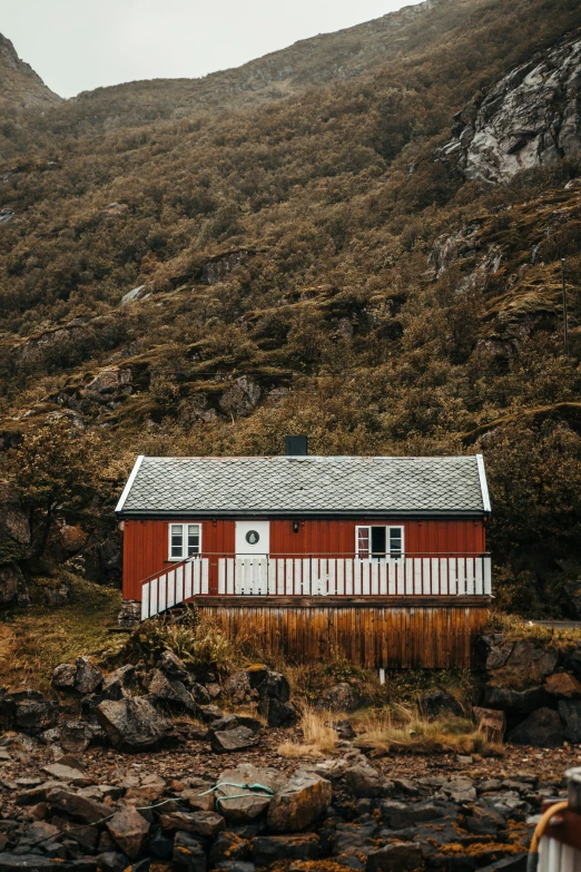 a house sitting on top of a rocky hillside