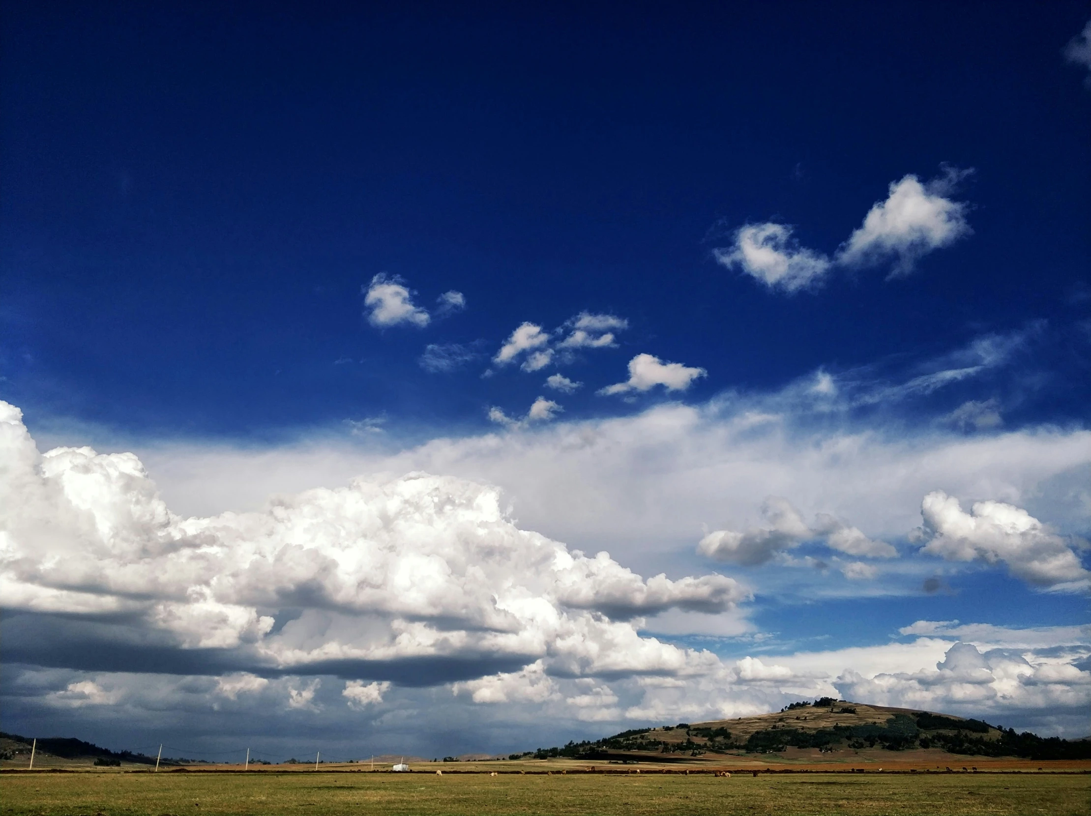 a cloud hangs over an empty plain, with trees and other natural areas