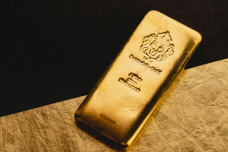 a gold bar laying on the table