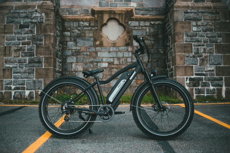 an electric bike parked outside a building