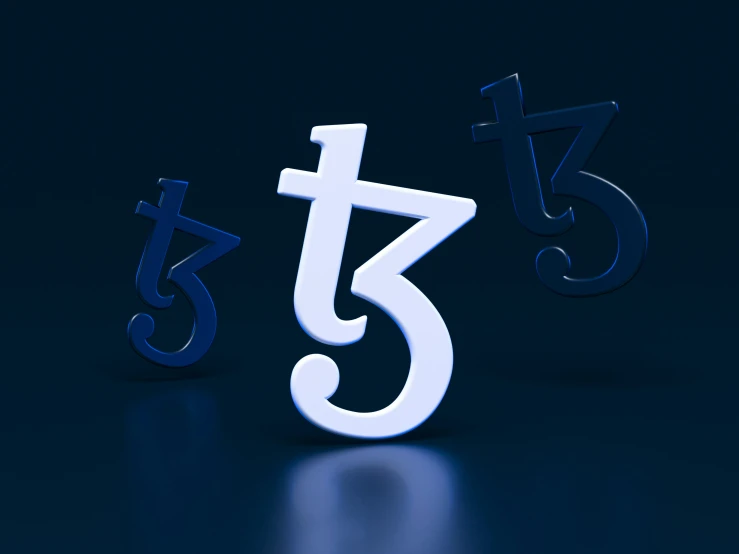 three dimensional blue numbers sit in the shape of numbers