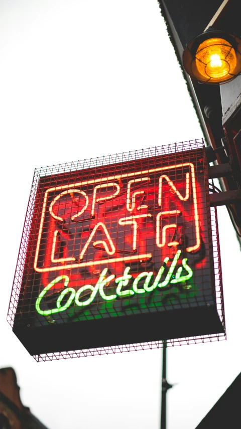 this neon sign is located in the city