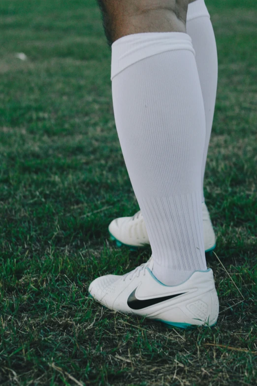 a man's legs and socks in the grass