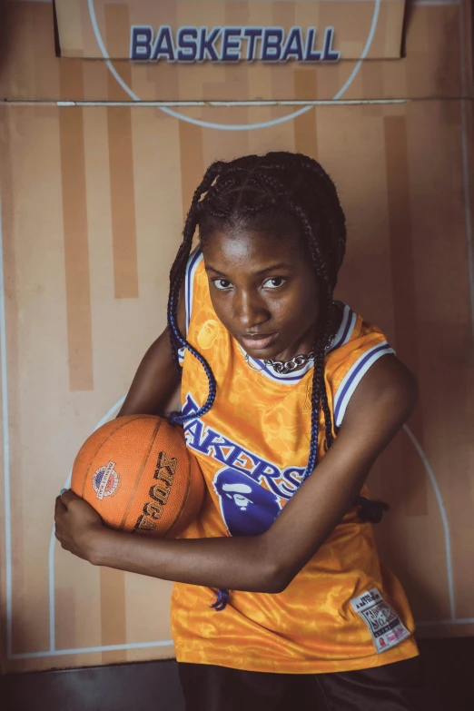 a person wearing a yellow shirt and holding a basketball