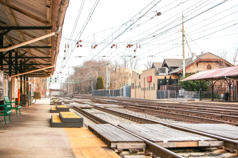 rows of train tracks on a train platform