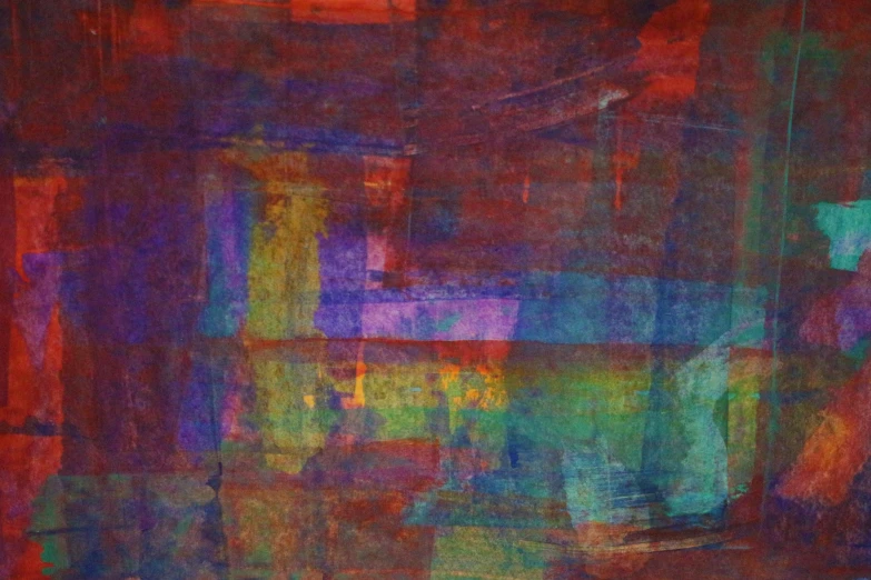 an abstract painting made up of colorful squares and rectangles