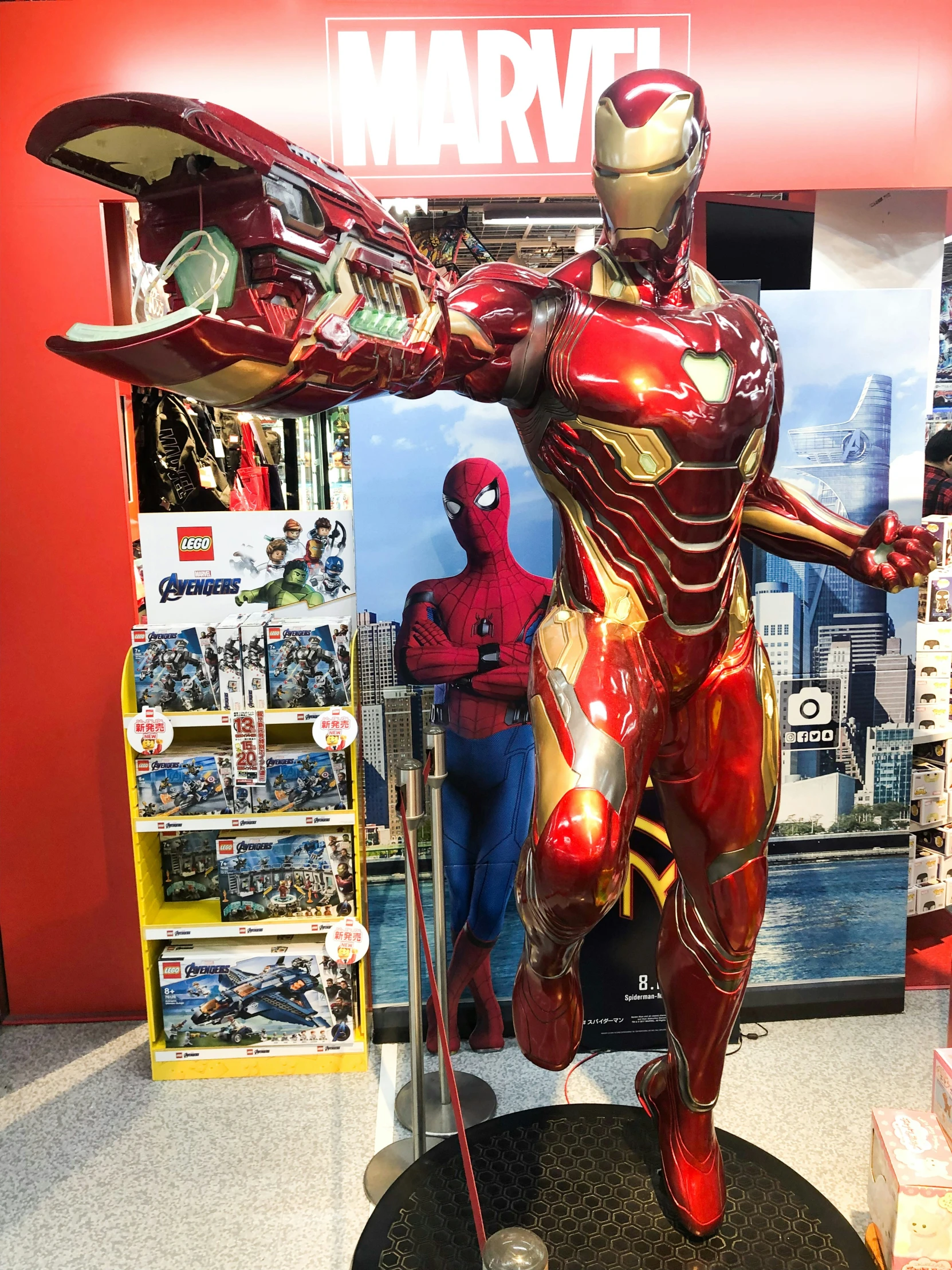 the iron man suit is being displayed in a store