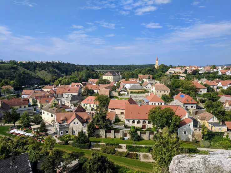 a view of small town from a bird's - eye view