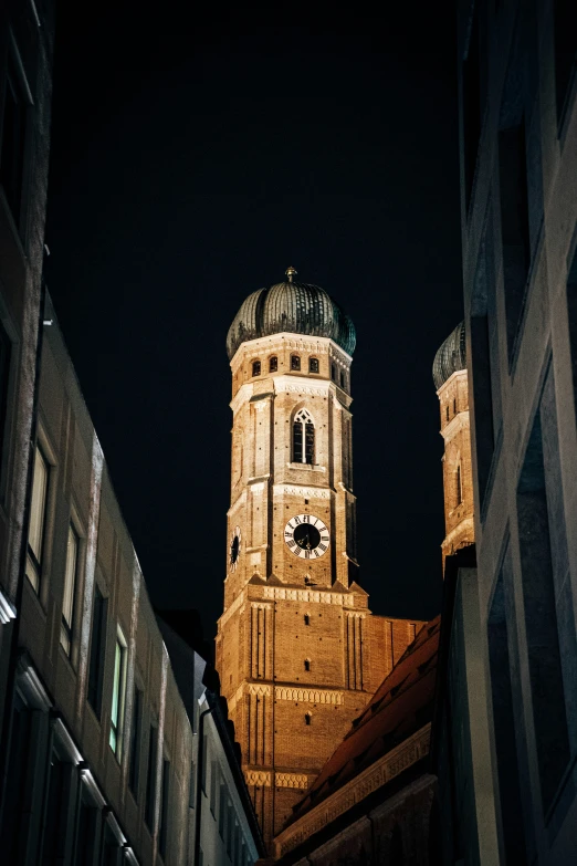 a large building that is lit up at night