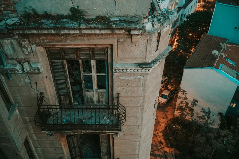 there is a large window on this old building